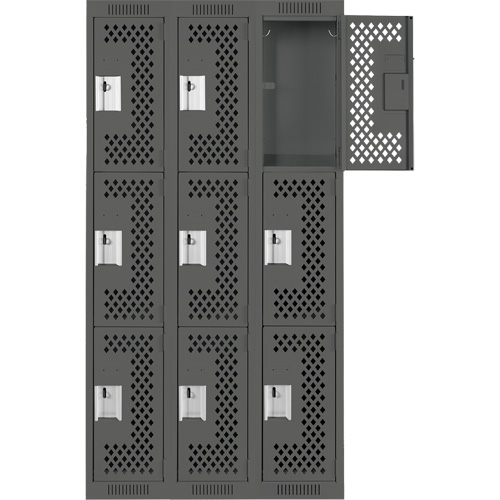 Casiers Clean Line, 3 niveaux, Bloc de 3, 36" x 12" x 72", Acier, Charbon, Rivet (assembl&eacute;), Perfor&eacute; Helyx Safety & Industrial Supplies