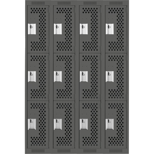 Casiers Clean Line, 3 niveaux, Bloc de 4, 48" x 12" x 72", Acier, Charbon, Rivet (assembl&eacute;), Perfor&eacute; Helyx Safety & Industrial Supplies