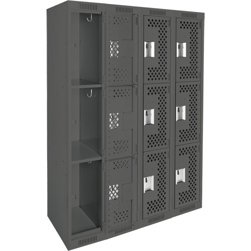 Casiers Clean Line, 3 niveaux, Bloc de 4, 48" x 12" x 72", Acier, Charbon, Rivet (assembl&eacute;), Perfor&eacute; Helyx Safety & Industrial Supplies