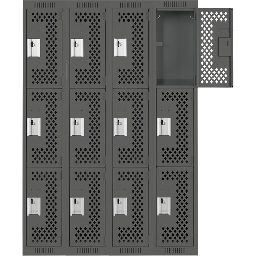 Casiers Clean Line, 3 niveaux, Bloc de 4, 48" x 12" x 72", Acier, Charbon, Rivet (assembl&eacute;), Perfor&eacute; Helyx Safety & Industrial Supplies
