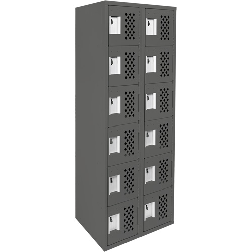 Petit casier perfor&eacute; Clean-Line, 6 niveaux, Bloc de 2, 12" x 72" x 12", Acier Helyx Safety & Industrial Supplies