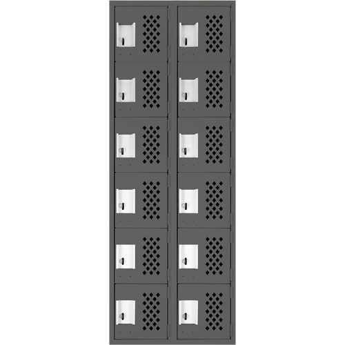 Petit casier perfor&eacute; Clean-Line, 6 niveaux, Bloc de 2, 12" x 72" x 12", Acier Helyx Safety & Industrial Supplies