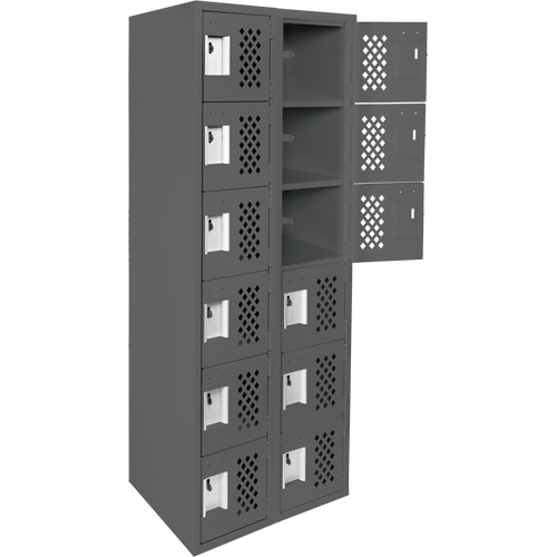 Petit casier perfor&eacute; Clean-Line, 6 niveaux, Bloc de 2, 12" x 72" x 12", Acier Helyx Safety & Industrial Supplies