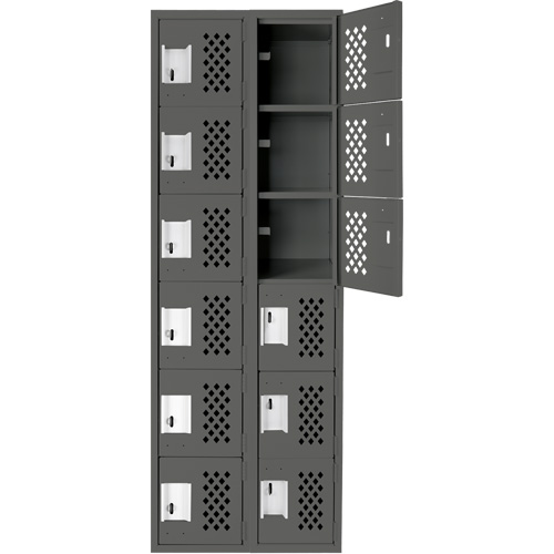Petit casier perfor&eacute; Clean-Line, 6 niveaux, Bloc de 2, 12" x 72" x 12", Acier Helyx Safety & Industrial Supplies