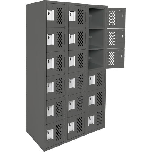 Petit casier perfor&eacute; Clean-Line, 6 niveaux, Bloc de 3, 12" x 72" x 12", Acier Helyx Safety & Industrial Supplies