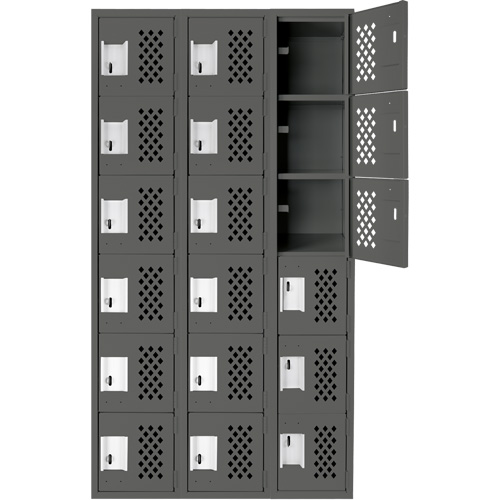 Petit casier perfor&eacute; Clean-Line, 6 niveaux, Bloc de 3, 12" x 72" x 12", Acier Helyx Safety & Industrial Supplies