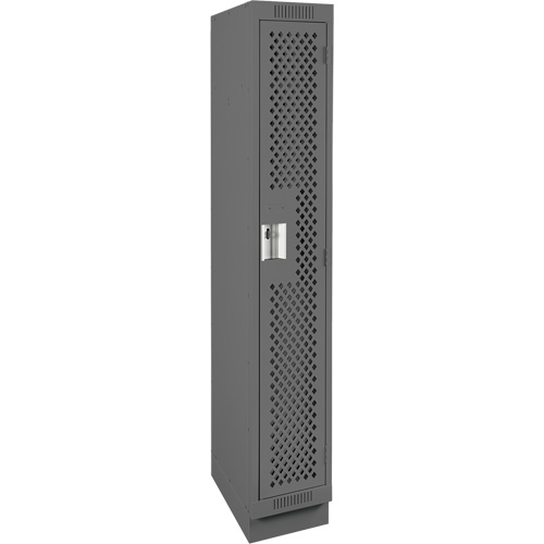 Clean Line Lockers, 12" x 12" x 76", Steel, Charcoal, Rivet (Assembled), Perforated Helyx Safety & Industrial Supplies