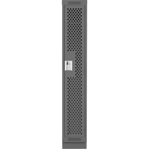 Clean Line Lockers, 12" x 12" x 76", Steel, Charcoal, Rivet (Assembled), Perforated Helyx Safety & Industrial Supplies