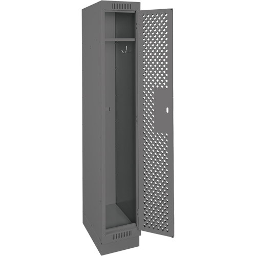 Clean Line Lockers, 12" x 12" x 76", Steel, Charcoal, Rivet (Assembled), Perforated Helyx Safety & Industrial Supplies