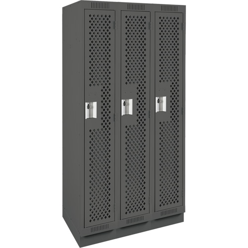 Casiers Clean Line, Bloc de 3, 36" x 15" x 76", Acier, Charbon, Rivet (assembl&eacute;), Perfor&eacute; Helyx Safety & Industrial Supplies