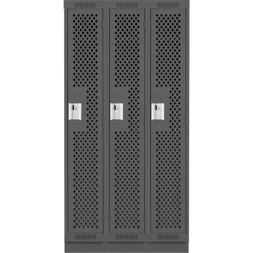 Casiers Clean Line, Bloc de 3, 36" x 15" x 76", Acier, Charbon, Rivet (assembl&eacute;), Perfor&eacute; Helyx Safety & Industrial Supplies