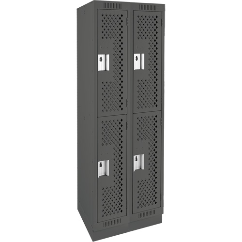 Casiers Clean Line, 2 niveaux, Bloc de 2, 24" x 15" x 76", Acier, Charbon, Rivet (assembl&eacute;), Perfor&eacute; Helyx Safety & Industrial Supplies