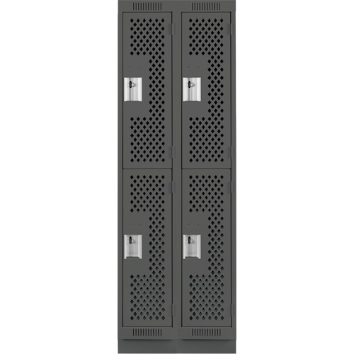 Casiers Clean Line, 2 niveaux, Bloc de 2, 24" x 15" x 76", Acier, Charbon, Rivet (assembl&eacute;), Perfor&eacute; Helyx Safety & Industrial Supplies