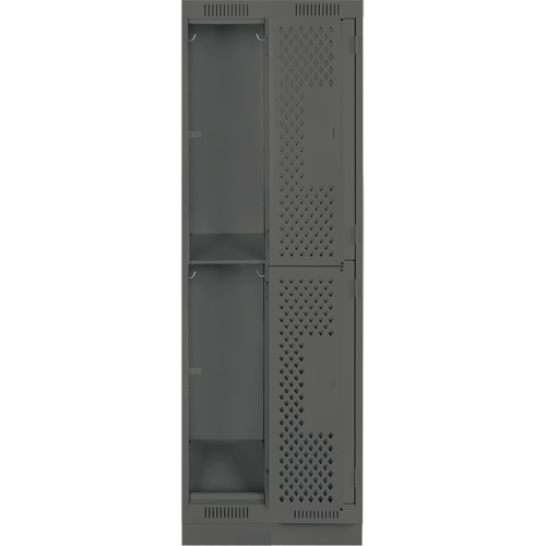 Casiers Clean Line, 2 niveaux, Bloc de 2, 24" x 15" x 76", Acier, Charbon, Rivet (assembl&eacute;), Perfor&eacute; Helyx Safety & Industrial Supplies
