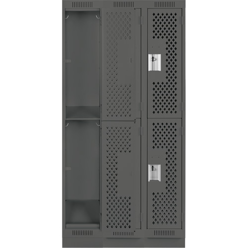 Casiers Clean Line, 2 niveaux, Bloc de 3, 36" x 18" x 76", Acier, Charbon, Rivet (assembl&eacute;), Perfor&eacute; Helyx Safety & Industrial Supplies