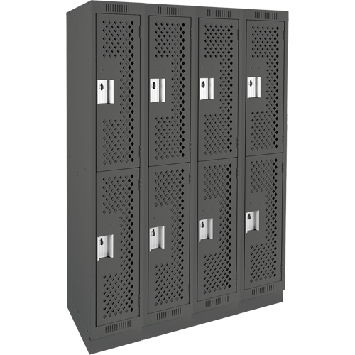 Casiers Clean Line, 2 niveaux, Bloc de 4, 48" x 15" x 76", Acier, Charbon, Rivet (assembl&eacute;), Perfor&eacute; Helyx Safety & Industrial Supplies