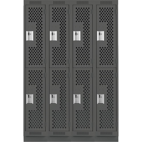 Casiers Clean Line, 2 niveaux, Bloc de 4, 48" x 15" x 76", Acier, Charbon, Rivet (assembl&eacute;), Perfor&eacute; Helyx Safety & Industrial Supplies