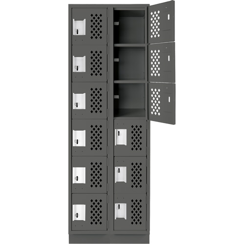Petit casier perfor&eacute; Clean-Line, 6 niveaux, Bloc de 2, 12" x 72" x 12", Acier Helyx Safety & Industrial Supplies