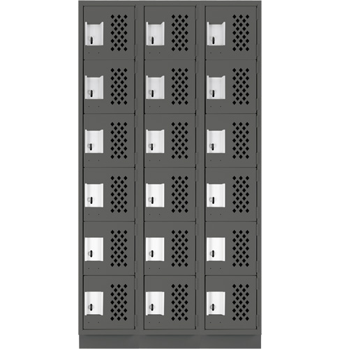 Petit casier perfor&eacute; Clean-Line, 6 niveaux, Bloc de 3, 12" x 72" x 12", Acier Helyx Safety & Industrial Supplies