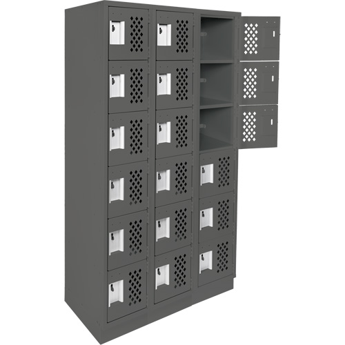 Petit casier perfor&eacute; Clean-Line, 6 niveaux, Bloc de 3, 12" x 72" x 12", Acier Helyx Safety & Industrial Supplies