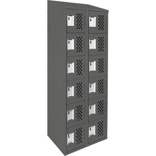 Petit casier perfor&eacute; Clean-Line, 6 niveaux, Bloc de 2, 15" x 72" x 12", Acier Helyx Safety & Industrial Supplies