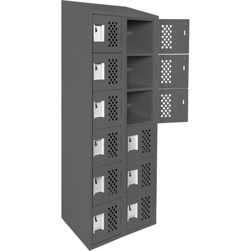 Petit casier perfor&eacute; Clean-Line, 6 niveaux, Bloc de 2, 15" x 72" x 12", Acier Helyx Safety & Industrial Supplies