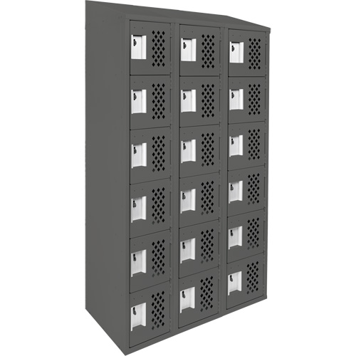 Petit casier perfor&eacute; Clean-Line, 6 niveaux, Bloc de 3, 15" x 72" x 12", Acier Helyx Safety & Industrial Supplies