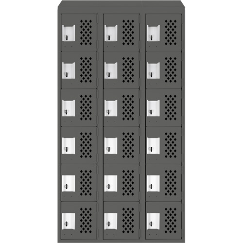 Petit casier perfor&eacute; Clean-Line, 6 niveaux, Bloc de 3, 15" x 72" x 12", Acier Helyx Safety & Industrial Supplies