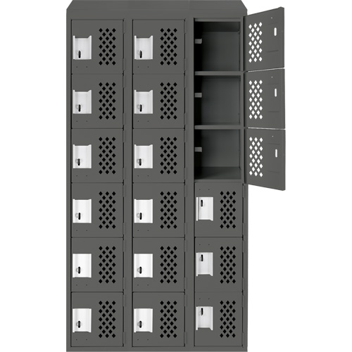 Petit casier perfor&eacute; Clean-Line, 6 niveaux, Bloc de 3, 15" x 72" x 12", Acier Helyx Safety & Industrial Supplies