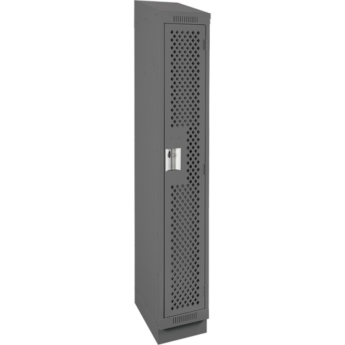 Clean Line Lockers, 12" x 18" x 82", Steel, Charcoal, Rivet (Assembled), Perforated Helyx Safety & Industrial Supplies