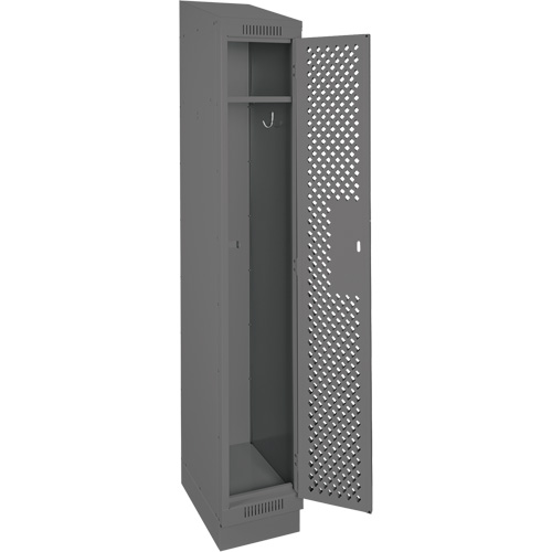Clean Line Lockers, 12" x 18" x 82", Steel, Charcoal, Rivet (Assembled), Perforated Helyx Safety & Industrial Supplies