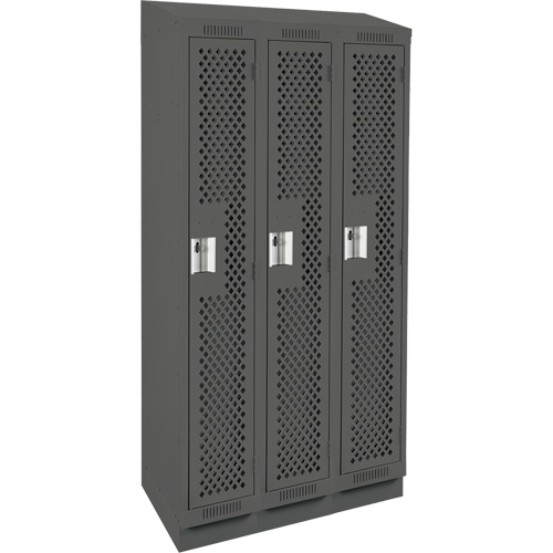 Casiers Clean Line, Bloc de 3, 36" x 18" x 82", Acier, Charbon, Rivet (assembl&eacute;), Perfor&eacute; Helyx Safety & Industrial Supplies