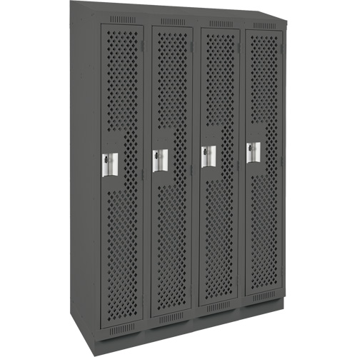 Casiers Clean Line, Bloc de 4, 48" x 12" x 82", Acier, Charbon, Rivet (assembl&eacute;), Perfor&eacute; Helyx Safety & Industrial Supplies