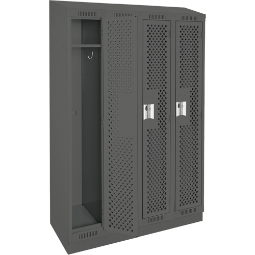 Casiers Clean Line, Bloc de 4, 48" x 12" x 82", Acier, Charbon, Rivet (assembl&eacute;), Perfor&eacute; Helyx Safety & Industrial Supplies