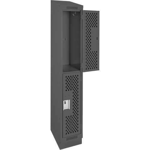 Casiers Clean Line, 2 niveaux, 12" x 15" x 82", Acier, Charbon, Rivet (assembl&eacute;), Perfor&eacute; Helyx Safety & Industrial Supplies