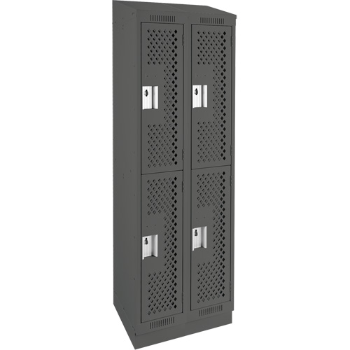 Casiers Clean Line, 2 niveaux, Bloc de 2, 24" x 15" x 82", Acier, Charbon, Rivet (assembl&eacute;), Perfor&eacute; Helyx Safety & Industrial Supplies