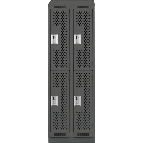 Casiers Clean Line, 2 niveaux, Bloc de 2, 24" x 15" x 82", Acier, Charbon, Rivet (assembl&eacute;), Perfor&eacute; Helyx Safety & Industrial Supplies