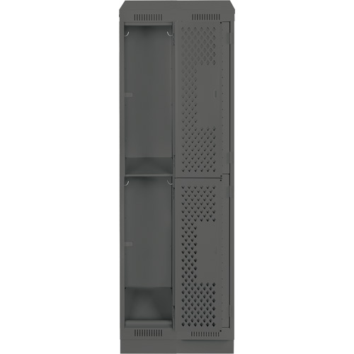 Casiers Clean Line, 2 niveaux, Bloc de 2, 24" x 15" x 82", Acier, Charbon, Rivet (assembl&eacute;), Perfor&eacute; Helyx Safety & Industrial Supplies