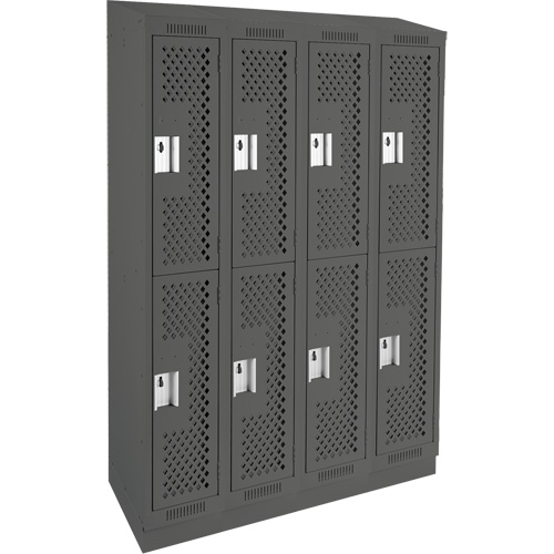 Casiers Clean Line, 2 niveaux, Bloc de 4, 48" x 15" x 82", Acier, Charbon, Rivet (assembl&eacute;), Perfor&eacute; Helyx Safety & Industrial Supplies