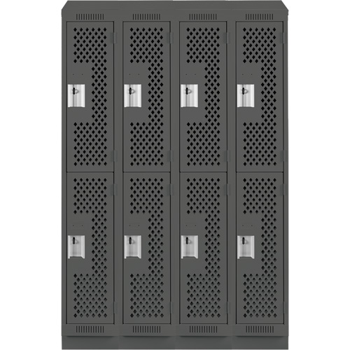 Casiers Clean Line, 2 niveaux, Bloc de 4, 48" x 15" x 82", Acier, Charbon, Rivet (assembl&eacute;), Perfor&eacute; Helyx Safety & Industrial Supplies