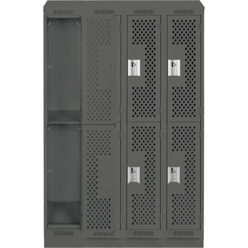 Casiers Clean Line, 2 niveaux, Bloc de 4, 48" x 15" x 82", Acier, Charbon, Rivet (assembl&eacute;), Perfor&eacute; Helyx Safety & Industrial Supplies