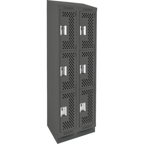 Casiers Clean Line, 3 niveaux, Bloc de 2, 24" x 12" x 82", Acier, Charbon, Rivet (assembl&eacute;), Perfor&eacute; Helyx Safety & Industrial Supplies
