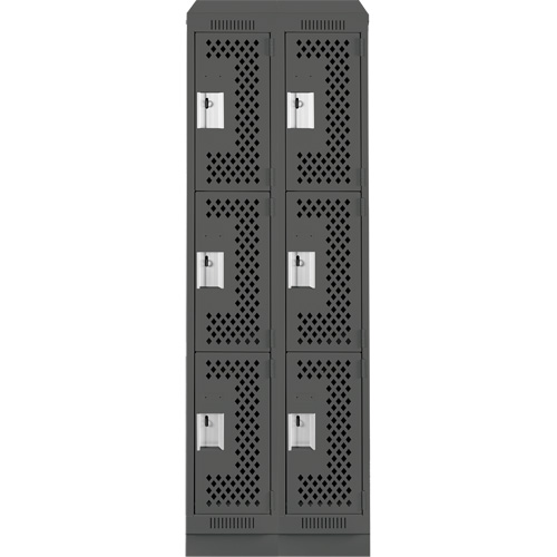Casiers Clean Line, 3 niveaux, Bloc de 2, 24" x 12" x 82", Acier, Charbon, Rivet (assembl&eacute;), Perfor&eacute; Helyx Safety & Industrial Supplies