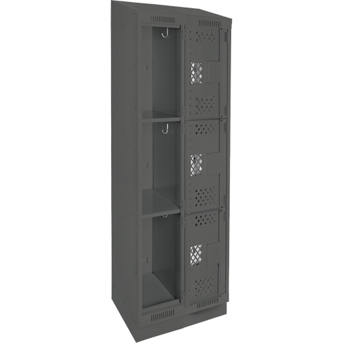 Casiers Clean Line, 3 niveaux, Bloc de 2, 24" x 12" x 82", Acier, Charbon, Rivet (assembl&eacute;), Perfor&eacute; Helyx Safety & Industrial Supplies