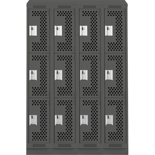 Casiers Clean Line, 3 niveaux, Bloc de 4, 48" x 12" x 82", Acier, Charbon, Rivet (assembl&eacute;), Perfor&eacute; Helyx Safety & Industrial Supplies