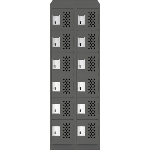 Petits casiers &eacute;conomiques assembl&eacute;s et perfor&eacute;s Clean Line, 6 niveaux, Bloc de 2, 18" x 72" x 12", Acier Helyx Safety & Industrial Supplies