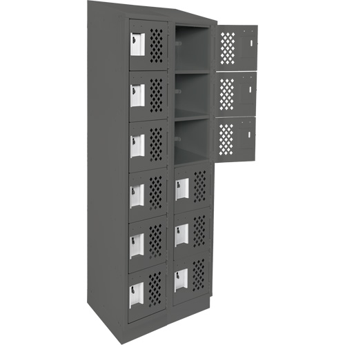 Petits casiers &eacute;conomiques assembl&eacute;s et perfor&eacute;s Clean Line, 6 niveaux, Bloc de 2, 18" x 72" x 12", Acier Helyx Safety & Industrial Supplies