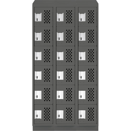 Petits casiers &eacute;conomiques assembl&eacute;s et perfor&eacute;s Clean Line, 6 niveaux, Bloc de 3, 18" x 72" x 12", Acier Helyx Safety & Industrial Supplies