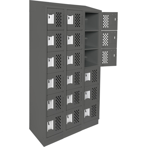 Petits casiers &eacute;conomiques assembl&eacute;s et perfor&eacute;s Clean Line, 6 niveaux, Bloc de 3, 18" x 72" x 12", Acier Helyx Safety & Industrial Supplies