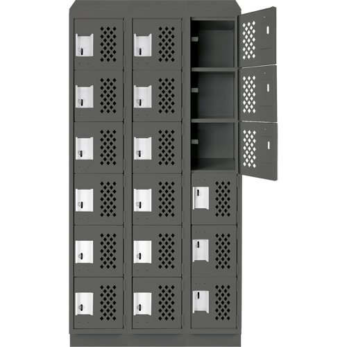 Petits casiers &eacute;conomiques assembl&eacute;s et perfor&eacute;s Clean Line, 6 niveaux, Bloc de 3, 18" x 72" x 12", Acier Helyx Safety & Industrial Supplies